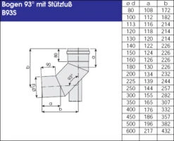 Schornstein Winkel 93° Einwandig Mit Stützfuss - Eka Complex E