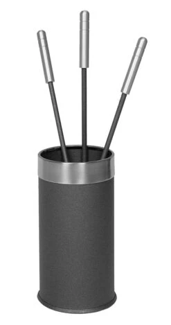 Kaminbesteck Stahl Lienbacher Mit Edelstahlgriffen, 3-teilig Anthrazit Beschichtet