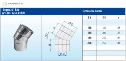 Schornstein Winkel 30° Doppelwandig - Eka Chromos D 25