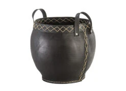 Holzkorb Ø 40 Cm REIFEN, Schwarz