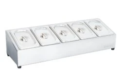 Cozze Topping Station Mit 5 Behältern + Deckeln 2 Cozze Topping Station Mit 5 Behältern + Deckeln -Cafiro Geschaft 90325 01 02