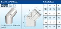 Schornstein Winkel 45° Mit Prüföffnung Doppelwandig - Eka Cosmos D 25 -Cafiro Geschaft 9233e61ce5b6b289970e3dc243f0a6c3