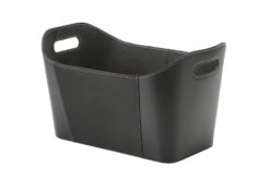 Holzkorb Leder "SCHIFFCHEN", Schwarz