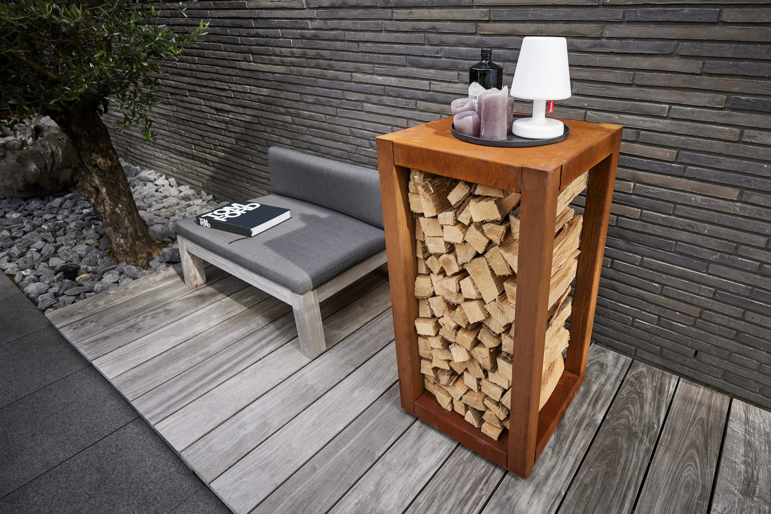 Holzlager Cortenstahl RB73 QUARUBOX Holzlager Cortenstahl RB73 QUARUBOX -Cafiro Geschaft