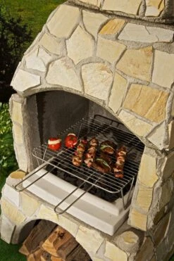 Grillkamin Wellfire LANDAU Rot-braun Mit Natursteinverkleidung