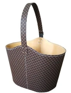 Holzkorb Aus Regeneriertem Leder Lienbacher, Braun