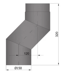 Versatzbogen Rauchrohr Stahl 120 Mm Ø 150 Mm Schwarz