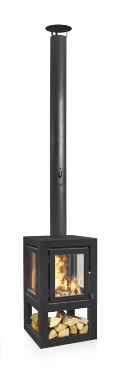 Terrassenkamin Cortenstahl RB73 QUARUBA XL MOBILE – Schwarz