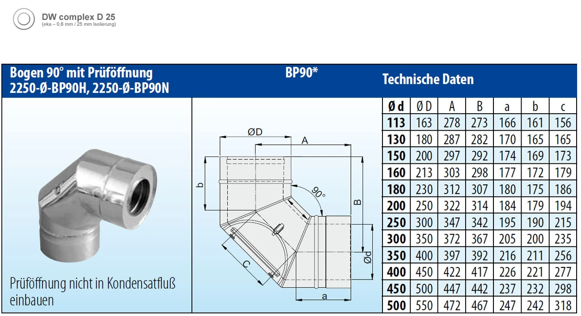 Schornstein Winkel 90° doppelwandig mit Prüföffnung - eka complex D 25 Schornstein Winkel 90° Doppelwandig Mit Prüföffnung - Eka Complex D 25 -Cafiro Geschaft f41b017169fcc1861591c2eb6dc318a2